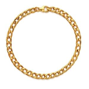 Gold Plated Curb Chain Bracelet | 8” 5mm | Cuban Link Classic Unisex Chain
